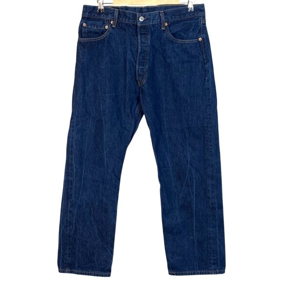 Levi's Vintage 501 Button Fly Original Straight Leg Fit Wide PatchBlue Jeans 36x - Picture 1 of 16